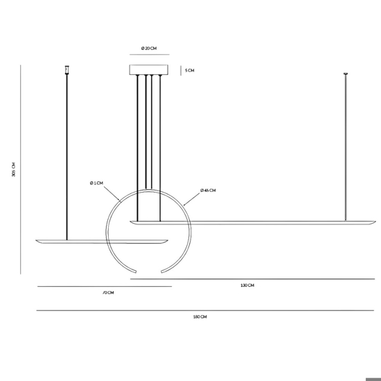 Vivida in&amp;out lampadario moderno nero particolare led 50w 3000k 4000k