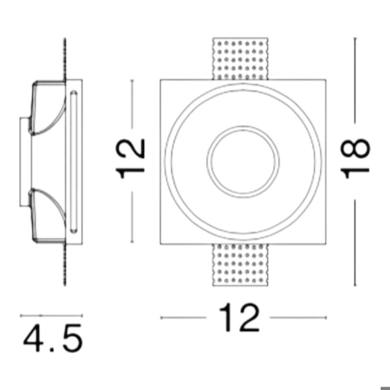 Portafaretto in gesso rotondo da incasso per controsoffitto