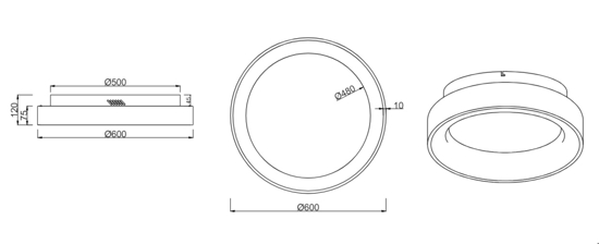 Plafoniera rotonda 60cm bianco led dimmerabile con telecomando