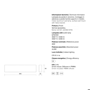 Isyluce applique nero led 36w 3000k moderna rettangolare