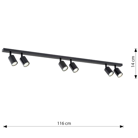 Plafoniera binario led design nero con 6 faretti orientabili