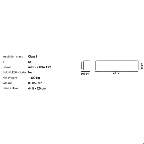 Ideal lux andromeda ap2 bianco applique da esterno due luci ip54