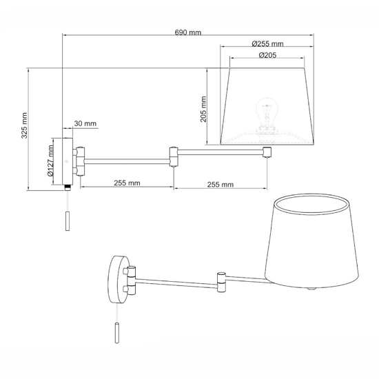 Applique oro ottone da comodino per camera da letto orientabile