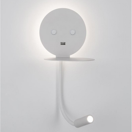 Applique da comodino led 3000k orientabile presa usb bianco