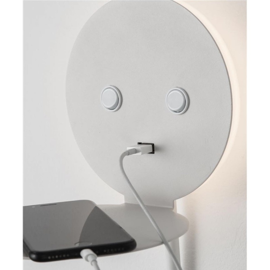 Applique da comodino led 3000k orientabile presa usb bianco