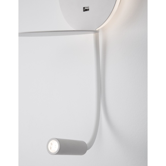 Applique da comodino led 3000k orientabile presa usb bianco