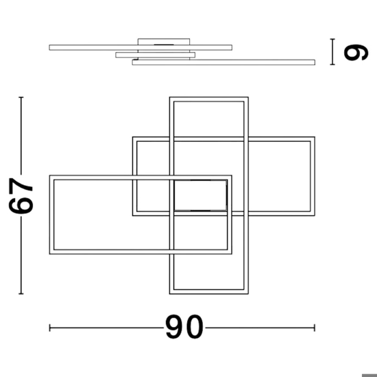 Plafoniera nera design led 55w dimmerabile 3000k per soggiorno