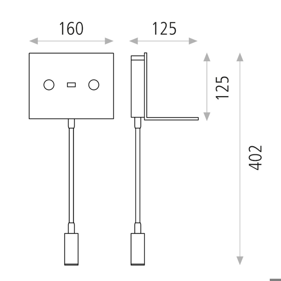 Applique bianco moderno da comodino presa usb luce orientabile