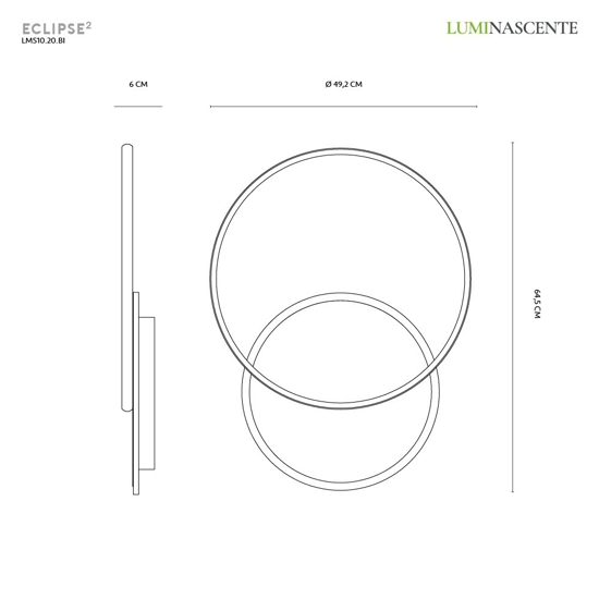 Plafoniera moderna cerchi 50w 3000k 4000k sabbia vivida eclipse2