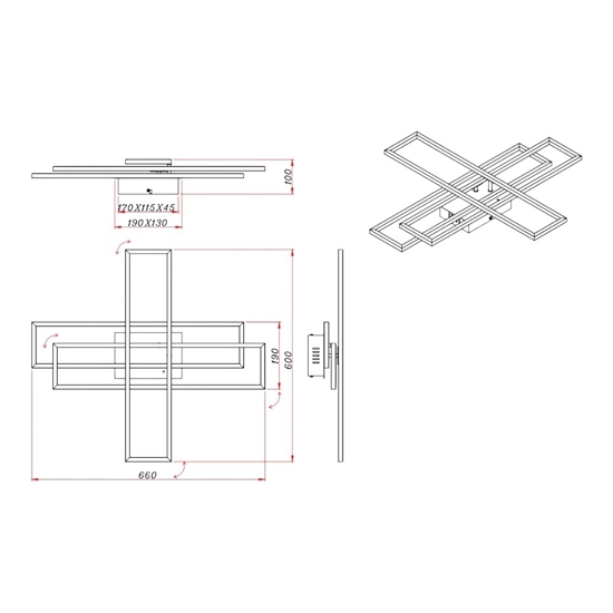 Plafoniera da soffitto led 2700-6000k nera dimmerabile