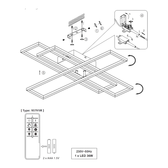 Plafoniera da soffitto led 2700-6000k nera dimmerabile