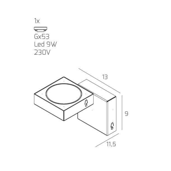 Applique da comodino per camera da letto toplight up nero