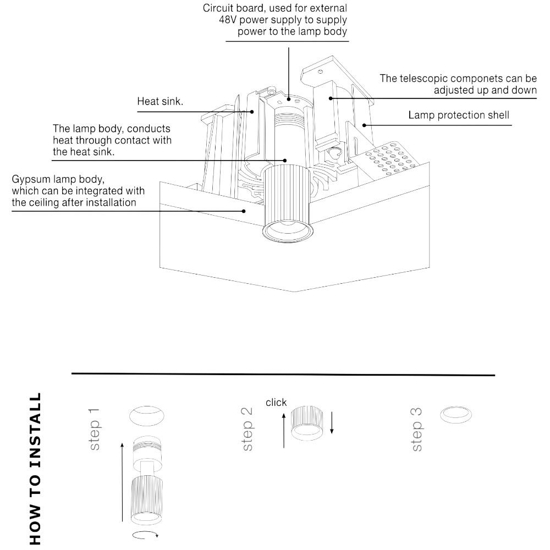 Portafaretti spoty di gesso da incasso per controsoffitto