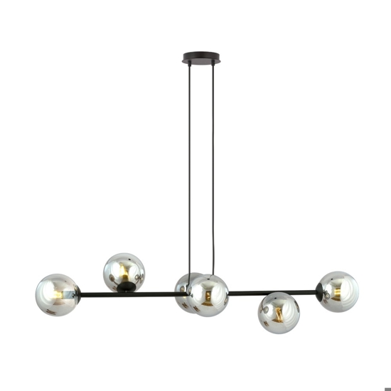 Lampadario design per soggiorno moderno 6 luci sfere di vetro grafite