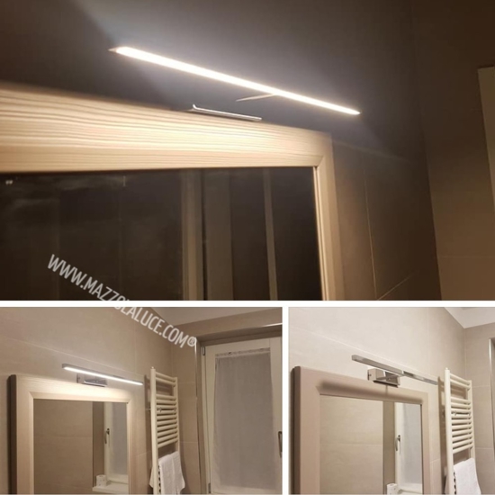 Isyluce applique specchio da bagno 12w 3000k squadrato cromo