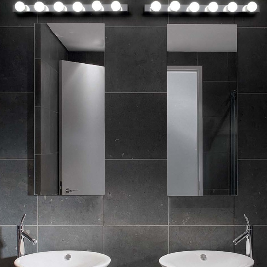 Prive ap6 applique bagni nera specchio e trucco 6 luci ideal lux