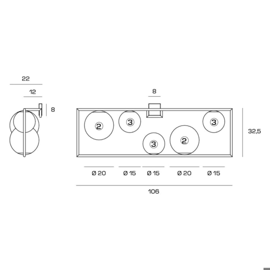 Grande applique lampada da parete oro 5 luci vetro bianco miloox buble