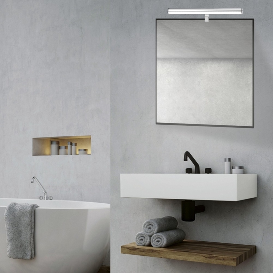 Applique cromo 12w 3000k aggancio con staffa per specchio da bagno