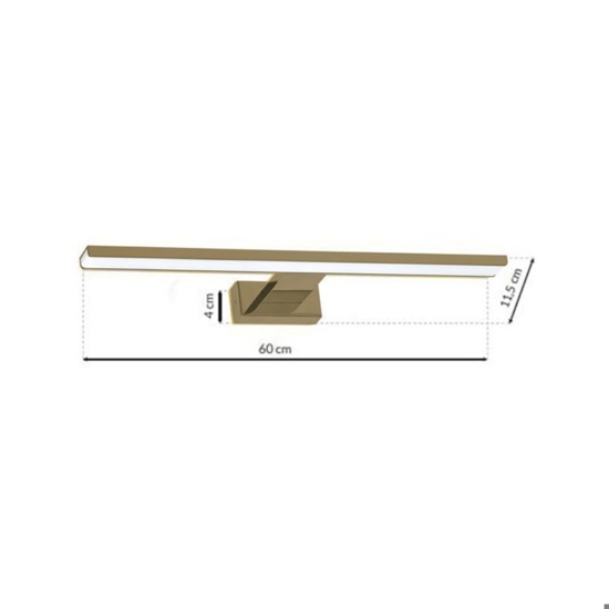 Applique bagni sopra specchio 4000k 14w oro ottone