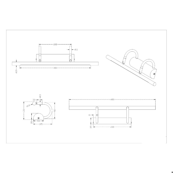 Applique per specchio da bagno classico oro ottone anticato 8w 3000k