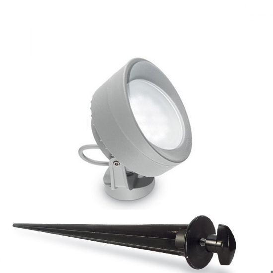 Litio pr1 faretto per esterno con picchetto orientabile grigio ip66 ideal lux