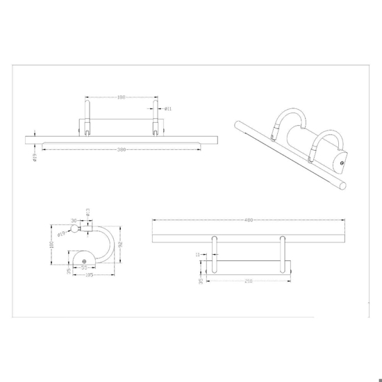 Applique da specchio bagno 8w 3000k acciaio satinato