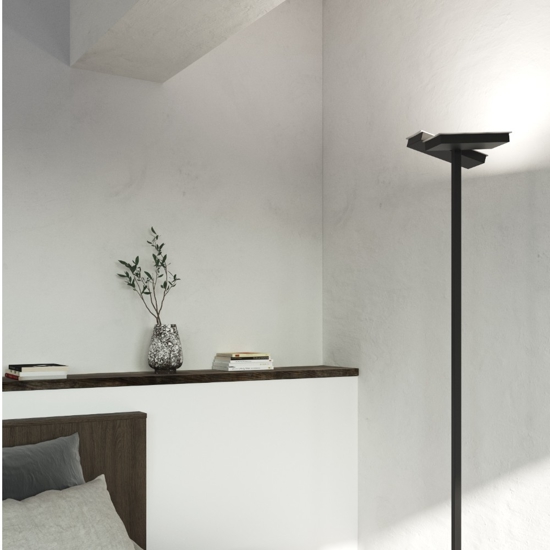 Piantana moderna bianca 2 parabole orientabili lampadine led