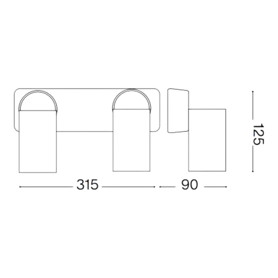 Rudy ap2 square applique doppia luce orientabile bianco gu10 led