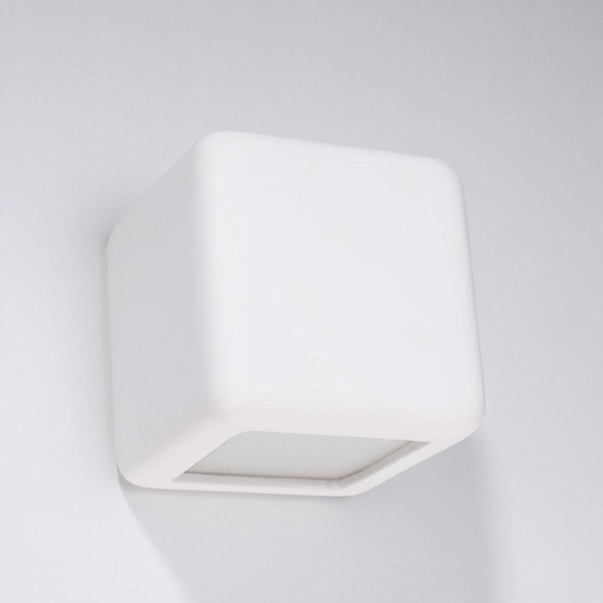 Lampada cubo applique gesso bianco pitturabile