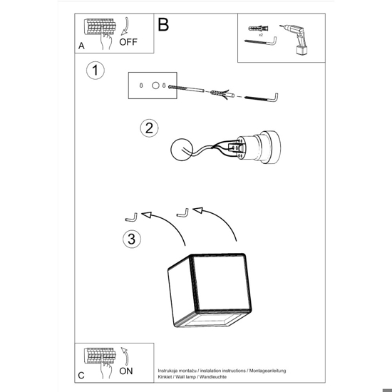 Lampada cubo applique gesso bianco pitturabile