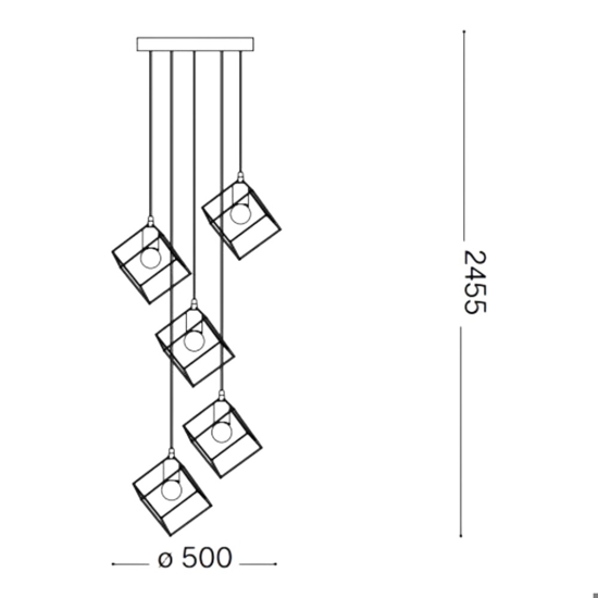 Ideal lux ice sp5 nero sospensione 5 cubi nero pendenti