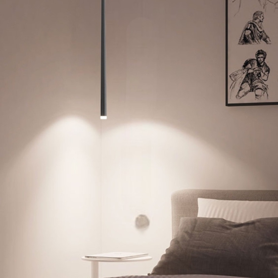 Lampadario a sospensione led per comodino 3w 3000k nero