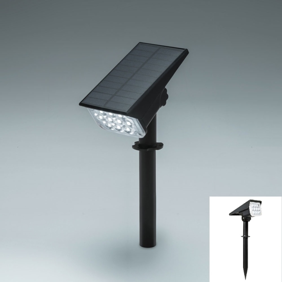 Faro da esterno pannello luce solare crepuscolare nero ip44 4w 6000k