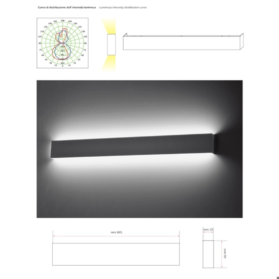 Isyluce applique led 36w 3000k rettangolare moderno bianco