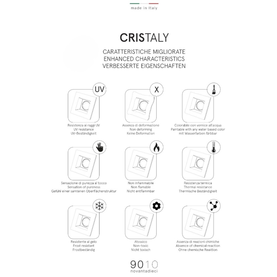 Applique di gesso led cristaly da incasso a parete 13w 3000k bianca pitturabile