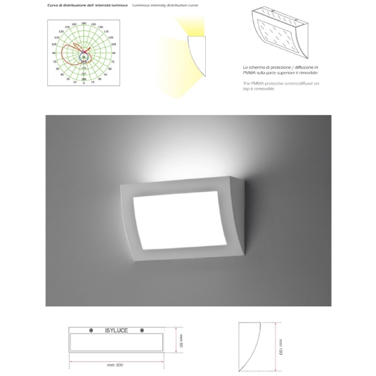 Isyluce applique di gesso led 18w 3000k bianca moderna