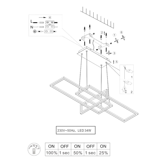 Lampadario nero particolare soggiorno led 3000k 34w dimmerabile moderno