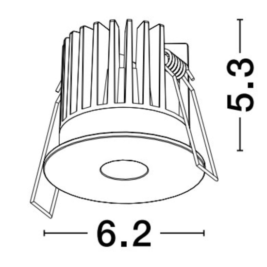 Faretto tondo nero  da incasso 8w 3000k per cartongesso