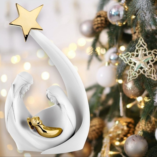 Presepe onda statuina di natale moderna h17 bianco oro bongelli preziosi