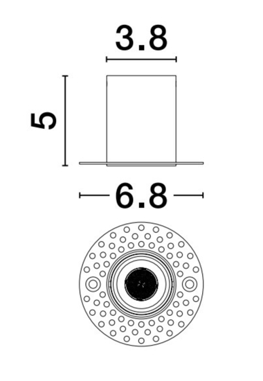 Faretto incasso a scomparsa led tondo per cartongesso nero 3w 3000k