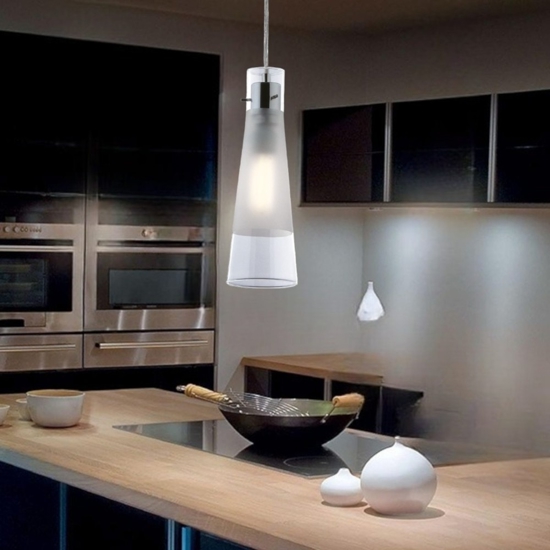 Kuky sp1 ideal lux lampada a sospensione per isola cucina vetro cono