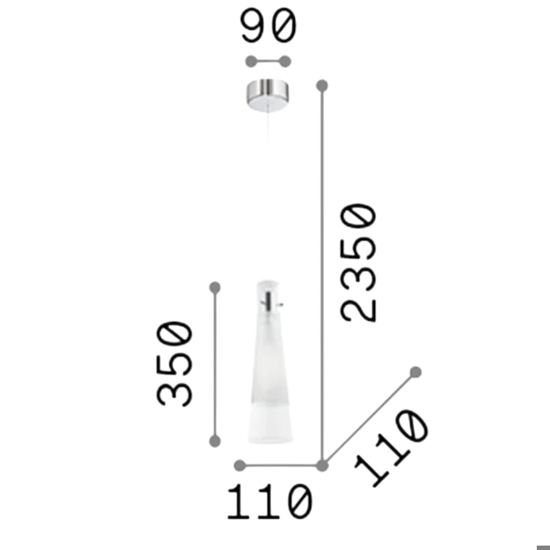 Kuky sp1 ideal lux lampada a sospensione per isola cucina vetro cono