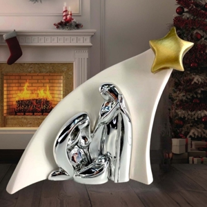 Presepe moderno bongelli preziosi statuina h12 bianco stella oro