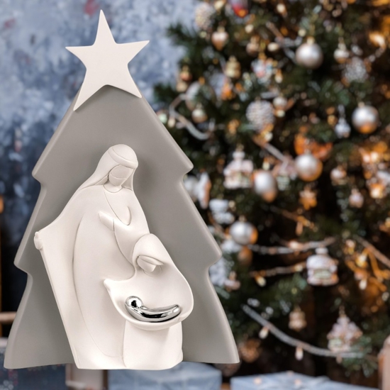 Bongelli preziosi presepe albero di natale grigio h15