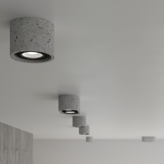 Faretto led da soffitto cemento grigio cilindro