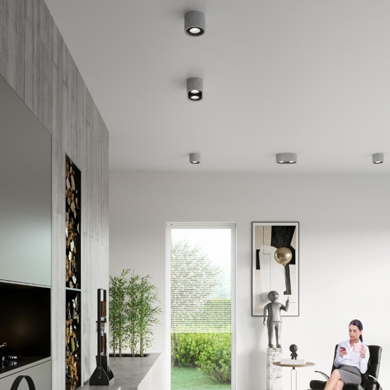 Faretto led da soffitto cemento grigio cilindro