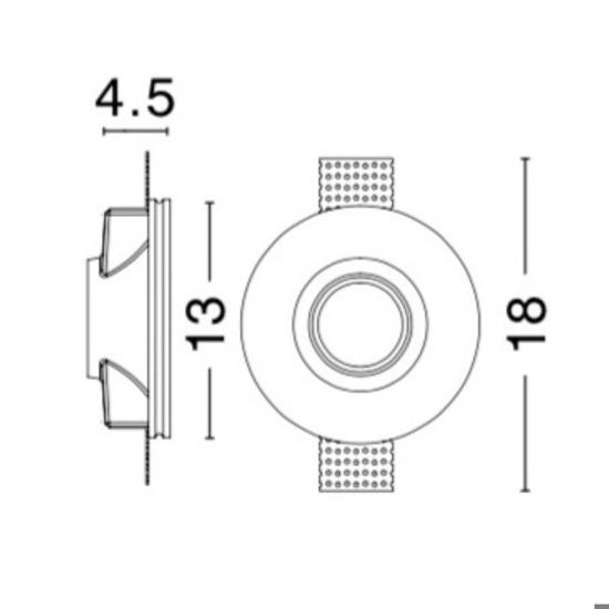 Porta faretto in gesso rotondo da incasso per controsoffitto