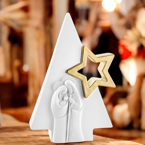 Presepe famiglia moderno h13 bianco stella oro bongelli preziosi