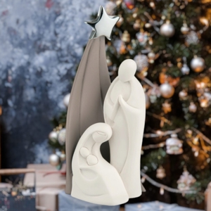 Statuina presepe di natale h15 bongelli preziosi stella bianco tortora moderno