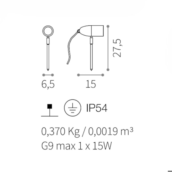 Inside pr1 ideal lux faretto da esterno con picchetto da terra giardino antracite orientabile ip54